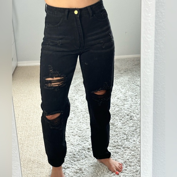 Womens size small/4 black jeans highwaisted straight leg - Picture 2 of 12